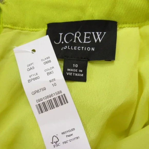NWT J.Crew Collection Limited-Edition Tulle Midi Bright Kiwi Polka Dot Skirt 10 - Picture 8 of 8